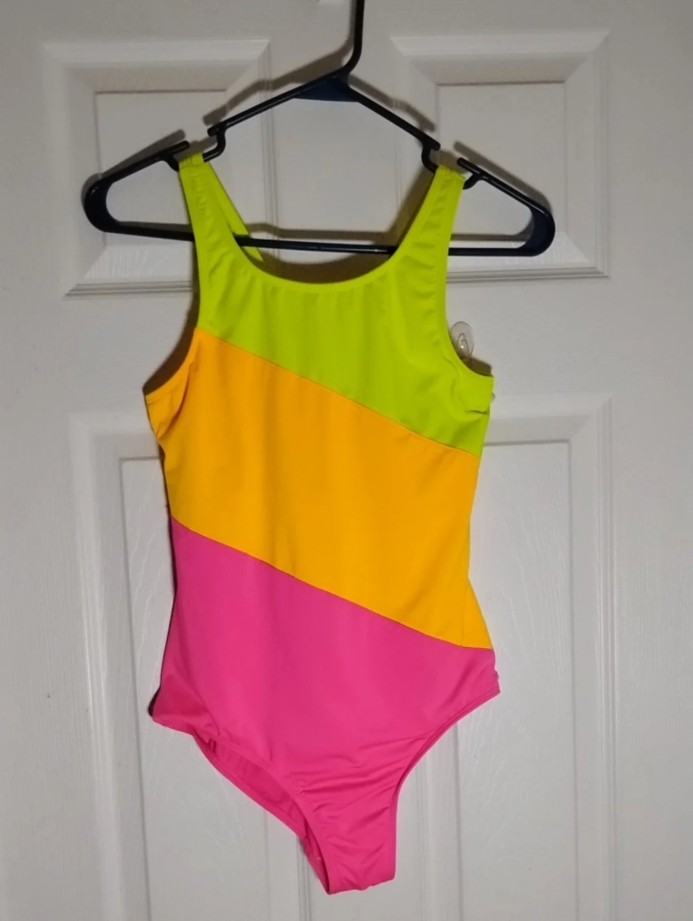 Lands' End Neon Color Blocked One Piece Girl's Swimsuit 14+